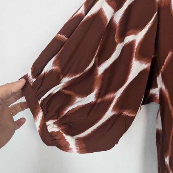 Anthropologie Corey Lynn Calter Brown & White Adventurerer Relaxed Blouse - Picture 4 of 8